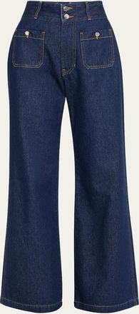 Veronica Beard Taylor High-Rise Wide-Leg Jeans