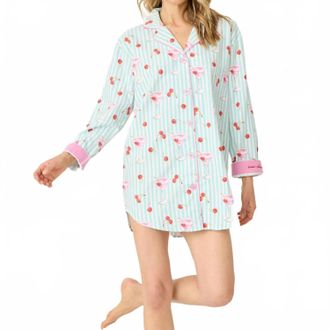 PJ Salvage Ma Cherie Flannel Night Shirt In Light Mint