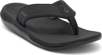 Olukai Ahi Kai Flip Flop in Black/Black at Nordstrom, Size 11