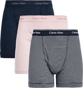 Calvin Klein Underwear Cotton Classics Boxer Brief 3-Pack Mens Underwear Horizon Pink/Hairline Stripe Shoreline/Shoreline : XL (40-42)