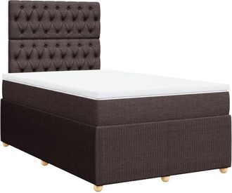 vidaXL Vidaxl - Cama Box Spring Con Colch&oacute;n Tela Marr&oacute;n Oscuro 120x190 Cm