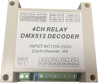 OEM Interruptor De Rel&eacute; Controlado Por Dmx, 4 Canales, Dmx512, Entrada De Alto Voltaje, Ca 110-220 V