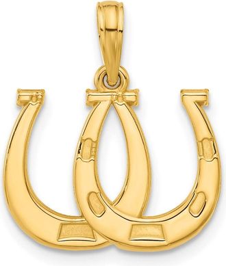 Diamond2Deal 14k Yellow Gold Polished Double Horseshoe Pendant