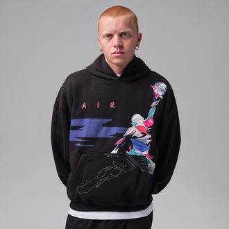 Nike Jordan Mens Jordan Brooklyn Oversized Graphic Fleece Pullover Hoodie in Black | IQ7449-010