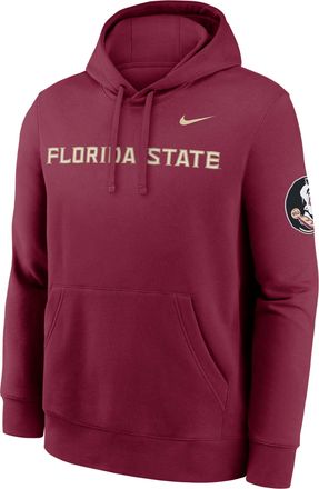 Nike Florida State Sideline Club Nike Mens College Pullover Hoodie in Red | MKDK69XFTN-TVV