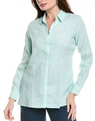 Foxcroft Jordan Linen Shirt In Sea Mist
