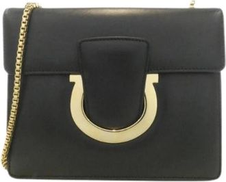 Ferragamo Pre-owned Calf Shoulder Bag - Dames - Vintage Schoudertas - Zwart - ONE Size - Leer - Vintage