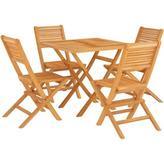 vidaXL Vidaxl - Juego De Comedor Para Jard&iacute;n 5 Piezas Madera Maciza De Teca