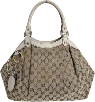 Gucci Gg Canvas Beige Gg Canvas Tote Bag (Pre-Owned)