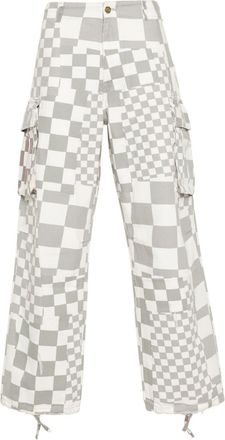 ERL distressed checked straight trousers - men - Cotton - M - Grey