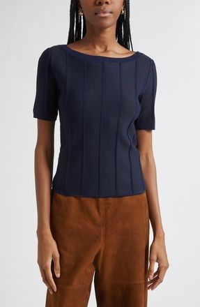 St. John Diagonal Knit Sweater in Navy at Nordstrom, Size X-Small