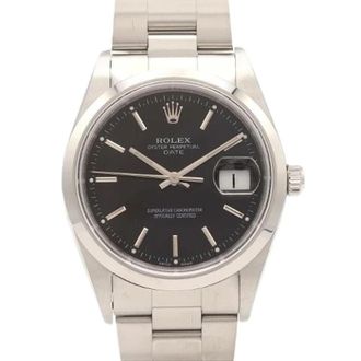 Rolex Pre-owned Oyster Perpetual Date Stainless Steel Watch 15200 - Dames - Vintage Horloges - Zwart - ONE Size - Vintage