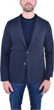 Eleventy Katoenen Drieknoops Jas - Heren - Blazers - Blauw - M - Katoen - Jassen