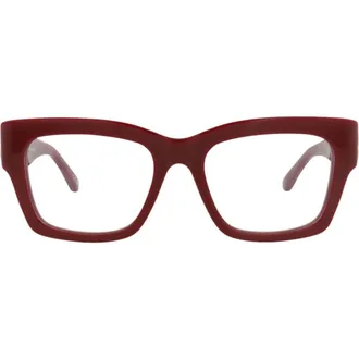 Balenciaga 52mm Square Optical Glasses in Burgundy Burgundy Transparent at Nordstrom Rack