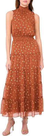 Halogen Tiered Maxi Smocked Maxi Dress in Pumpkin Rust at Nordstrom Rack, Size Xx-Large
