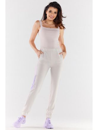 OEM Pantalones Informales De Tela, Color Beige Y Morado, Talla Xl