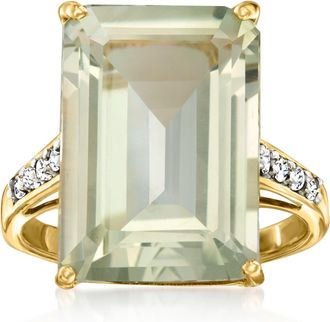 Ross-Simons Prasiolite Ring With. Diamonds in 18kt Yellow Gold