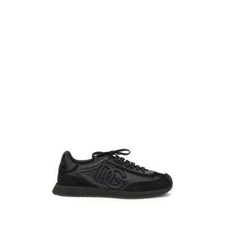 Dolce & Gabbana Black Calf Leather Bos Taurus Athletic Mens Sneakers