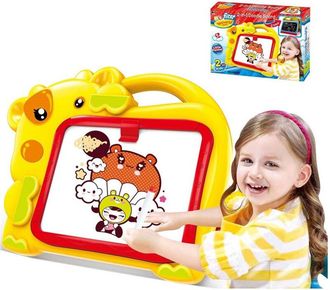 Trade Shop Trade Shop - Lavagna Magnetica Bambini Hippo 2in1 Con Gessetti Cassino E Pennarelli Giallo