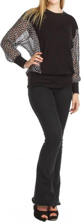 Papillon Knit Sweatshirt With Georgette Sleeve Detail In Black