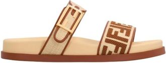 Fendi Feel Slides - Dames - Sandalen - Beige - 39 EU - Leer - Schoenen