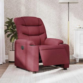 vidaXL Sill&oacute;n Reclinable El&eacute;ctrico Tela Rojo Tinto Vidaxl