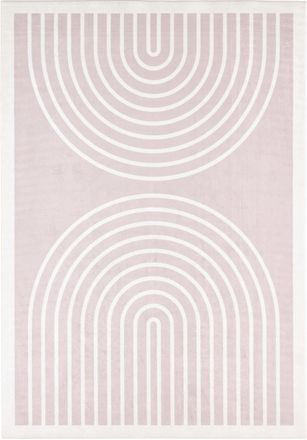 Nazar Rugs Alfombra lavable arco&iacute;ris beige y blanco 160x230