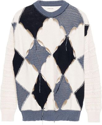 ATOMOFACTORY cut out-detail jumper - men - Polyester/Other fibres/Cotton - S - Neutrals