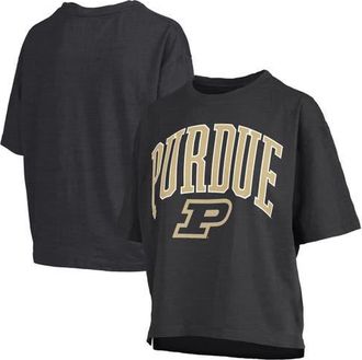Pressbox Womens Pressbox Black Purdue Boilermakers Nelson Arch Over Logo Waist Length Oversized Slub T-Shirt at Nordstrom, Size X-Large