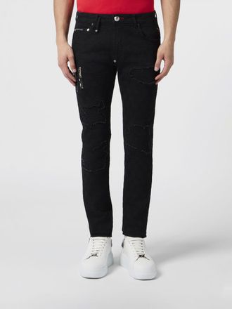 Philipp Plein Jeans slim fit in denim stretch effetto used