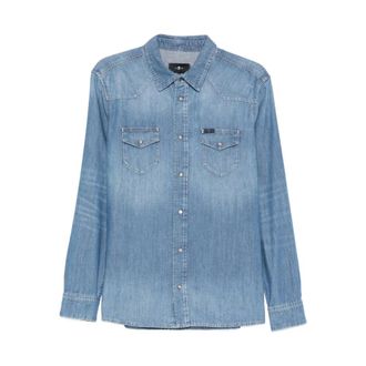 7 For All Mankind Camicia Effetto Sbiadito - male - 7 For All Mankind - Denim Shirts - Blue - XL - Shirts