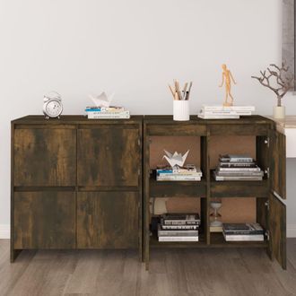 vidaXL Vidaxl - Aparadores 2 Uds Madera De Ingenier&iacute;a Roble Ahumado 70x41x75 Cm