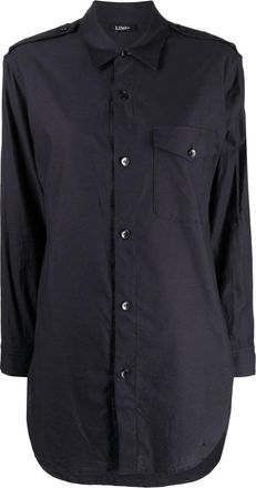 Yohji Yamamoto long-sleeve cotton shirt - women - Cotton - 2 - Blue