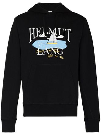 Helmut Lang x Saintwoods sea-print hoodie - men - Cotton - M - Black