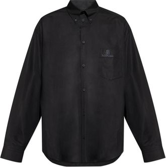 Balenciaga Overhemd met zak - Heren - Zakelijke Overhemden - Zwart - M - Katoen - Overhemden