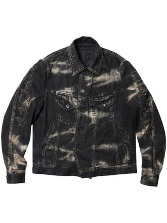 Julius Giacca denim con effetto schiarito - Nero