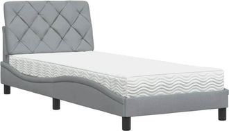 vidaXL Cama Con Colch&oacute;n Tela Gris Claro 80x200 Cm Vidaxl