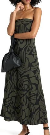 Matteau Strapless Printed Silk Crepe De Chine Maxi Dress Size XL