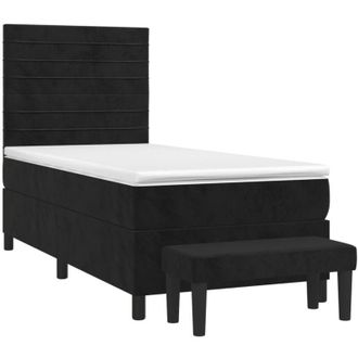 vidaXL Vidaxl - Cama Box Spring Con Colch&oacute;n Terciopelo Negro 80x200 Cm