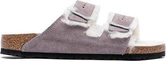 Birkenstock Womens Arizona Shearling Sandals In Faded Purple