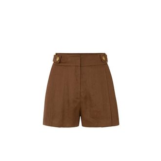 Elisabetta Franchi Short Shorts, female, Brown, Size: 2XS Linen-Blend Shorts with Straps