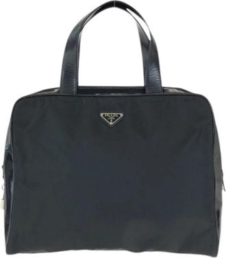 Prada Pre-owned Nylon Leather Tessuto Logo Briefcase - Dames - Vintage Handtas - Zwart - ONE Size - Nylon - Vintage