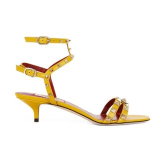 Valentino Schoenen, Dames, Geel, 41 EU, Leer, Rockstud Kittenhak Sandalen
