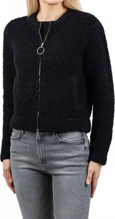 Margittes Boucle Zip Knit Sweater In Black