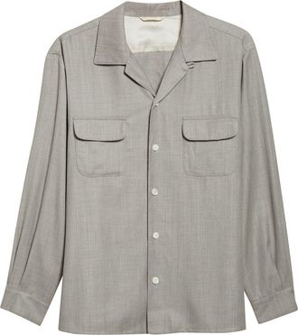 Second/Layer Church Wool Button-Up Shirt in Gray Speckle at Nordstrom, Size 38 Us