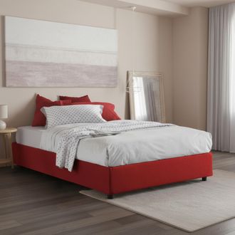 Dmora Talamo Italia - Cama Matrimonial Adele, Cama Contenedor Con Revestimiento De Tela, 100% Made In Italy, Apertura Frontal, Con Colch&oacute;n 140x190 Cm Inclui