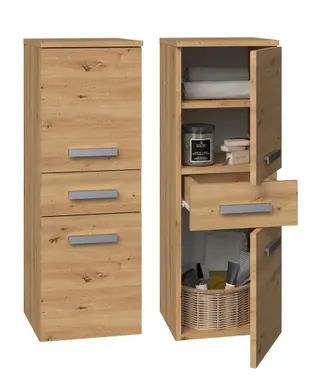 Topeshop Nina - Mueble De Ba&ntilde;o 2 Puertas + 1 Caj&oacute;n - 30x30x85cm - Columna Baja De Almacenaje Para Ba&ntilde;o