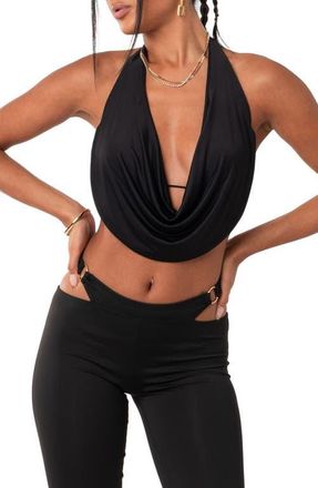 Edikted Monique Open Back Crop Top in Black at Nordstrom, Size X-Large