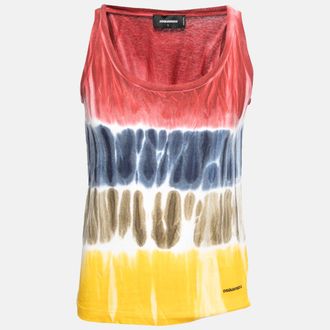 Dsquared2 Multicolor Tye-Dye Print Cotton Sleeveless T-Shirt