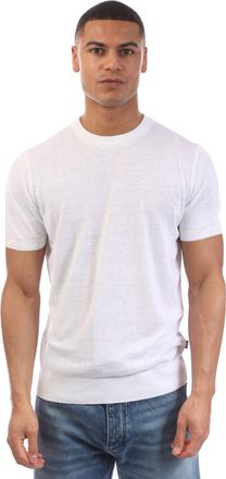 HUGO BOSS Heren Boss H-Jiovanni Sweater met korte mouwen en tip in wit